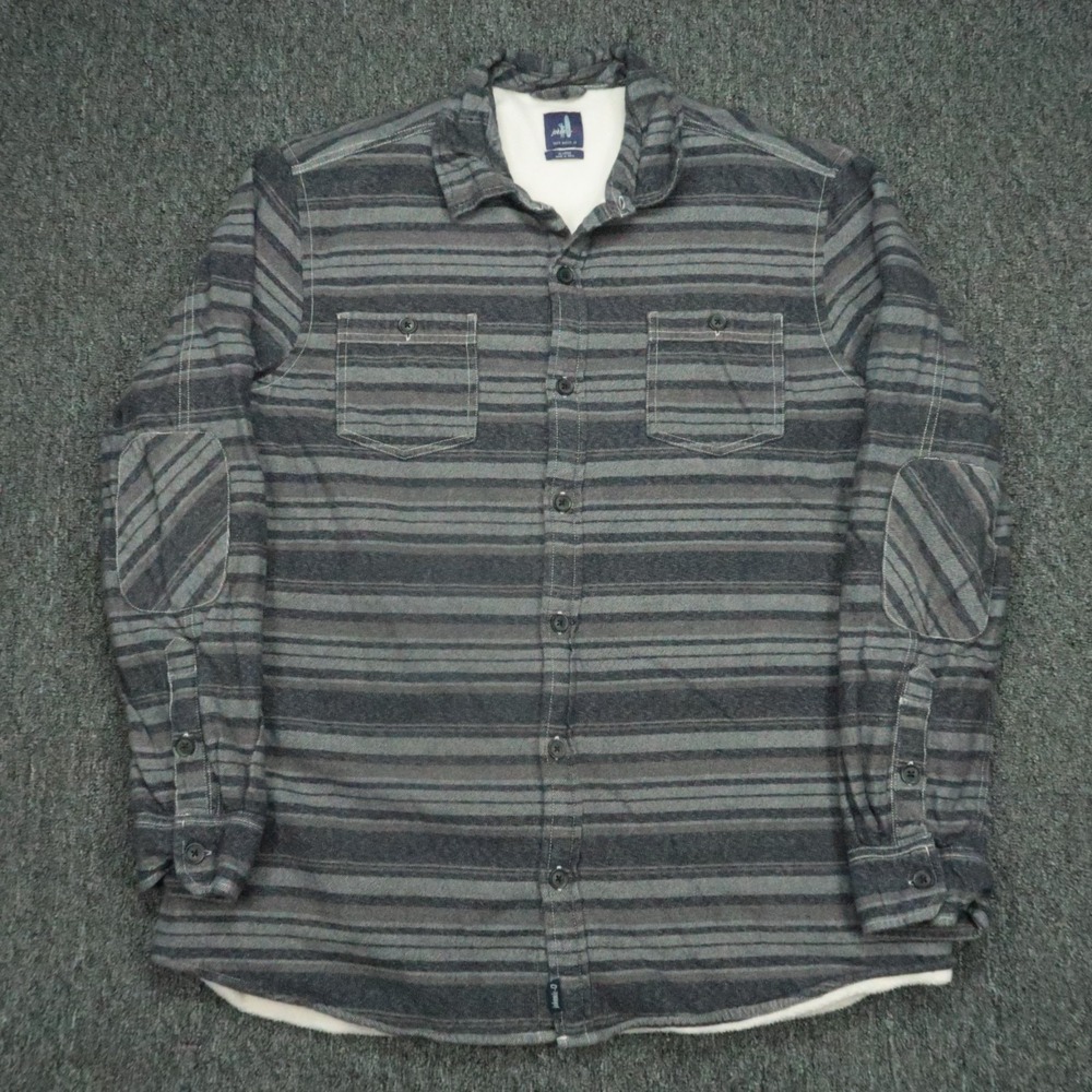 Johnnie O Shirt Mens Extra Large Blue Striped Worth‎ Fleece Lined Shacket